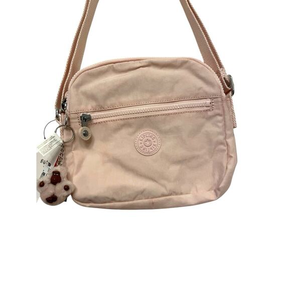 Kipling Keefe Crossbody Bag Soft Blush Pink Dual Compartments Travel Monkey NEW - Picture 5 of 7